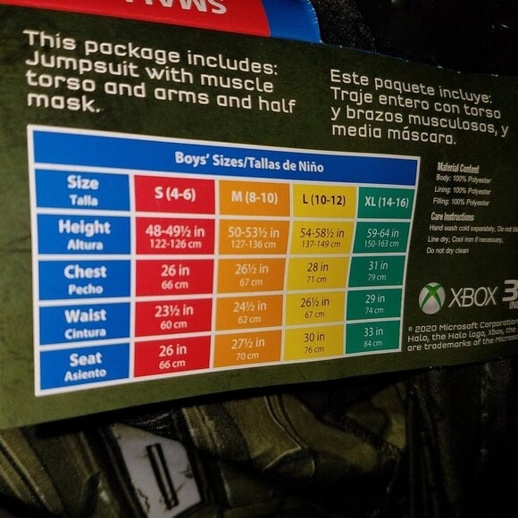 NEW Halo Master Chief Halloween Costume Boys Small 4-6 Green Mask Muscles - Picture 6 of 6